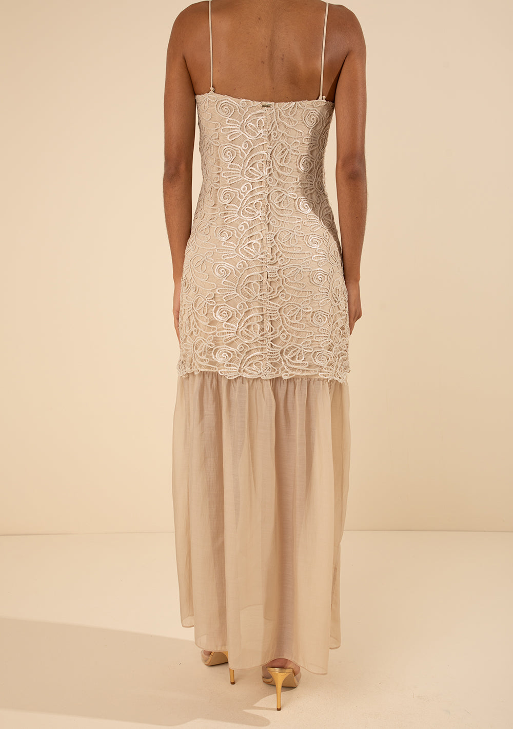 Vestido Largo Suelto Escote Recto Con Tirantes