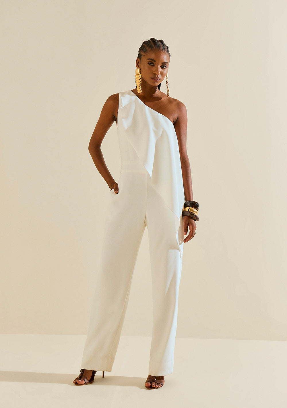 Enterizo Largo Ajustado De Un Solo Hombro Sin Mangas