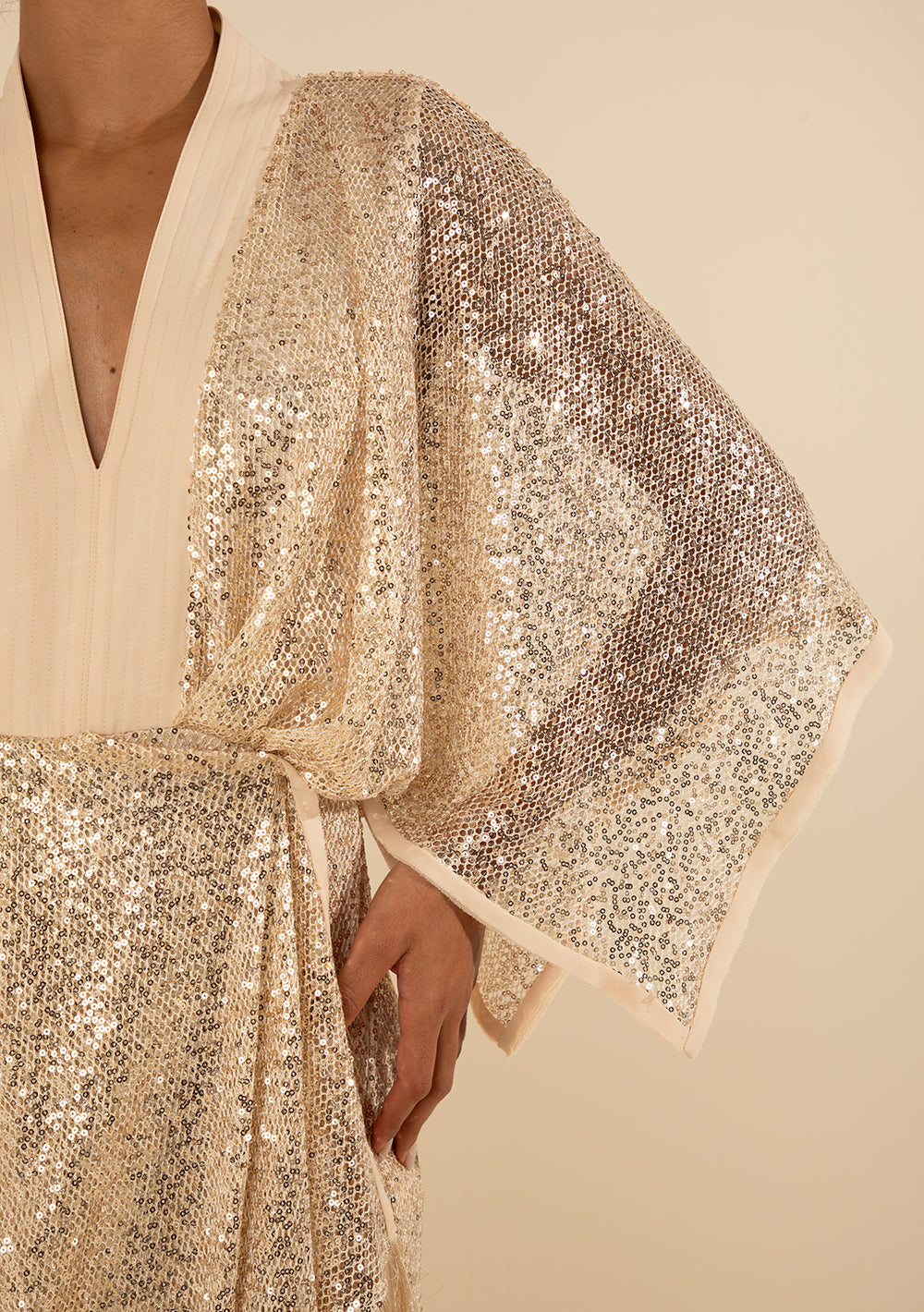 Vestido Largo Suelto Escote En V Mangas Cortas