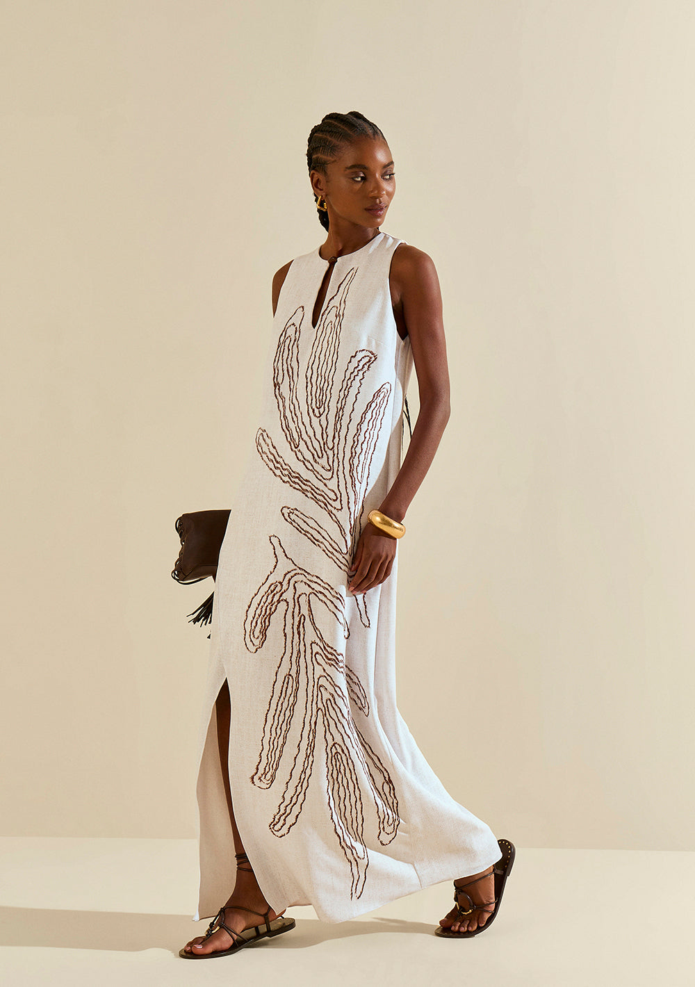 Vestido Largo Suelto Escote Redondo Sin Mangas