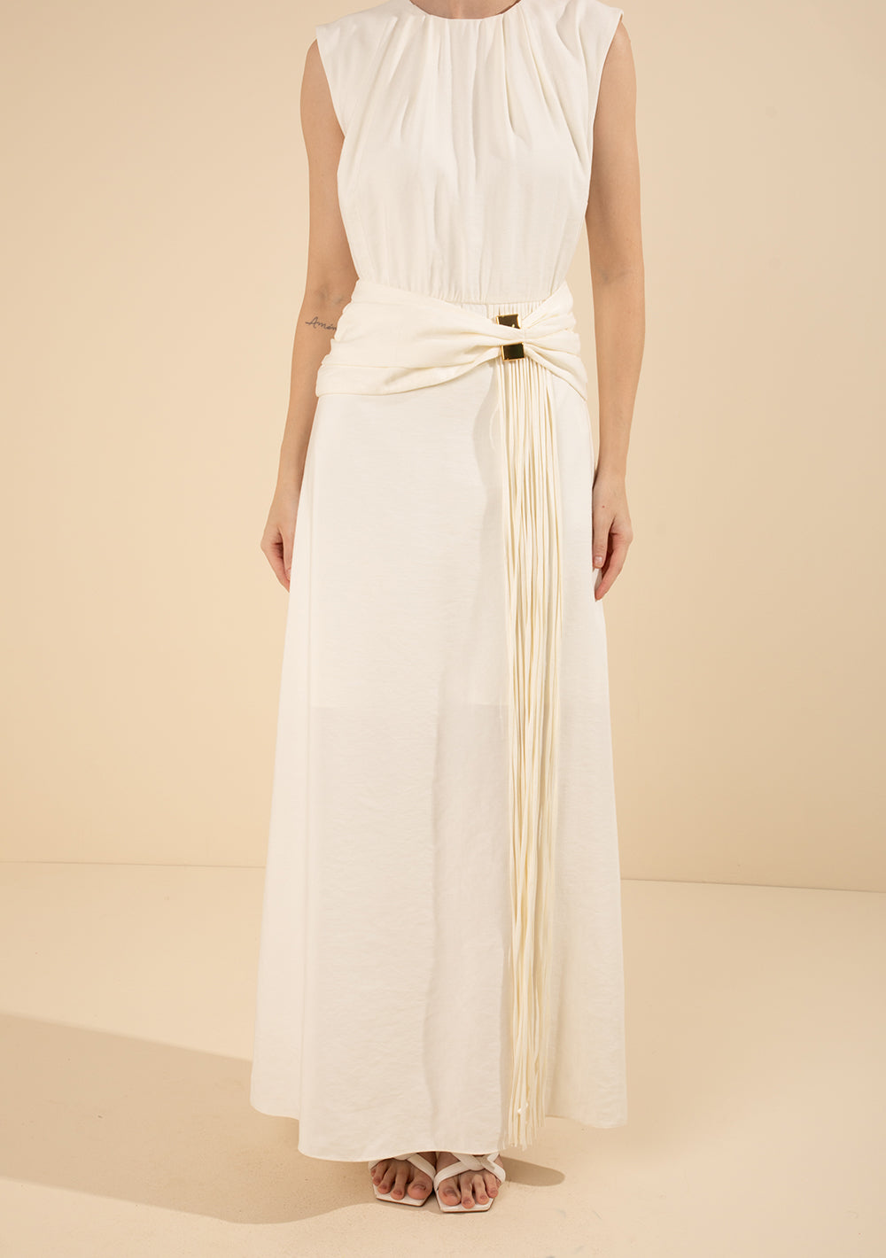 Vestido Largo Suelto Escote Redondo Mangas Cortas