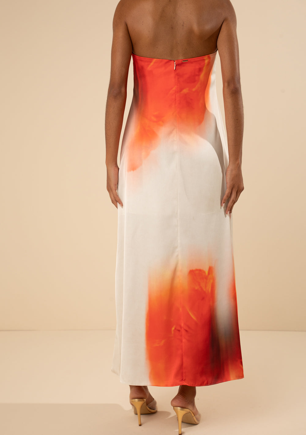 Vestido Largo Suelto Escote Recto Sin Mangas