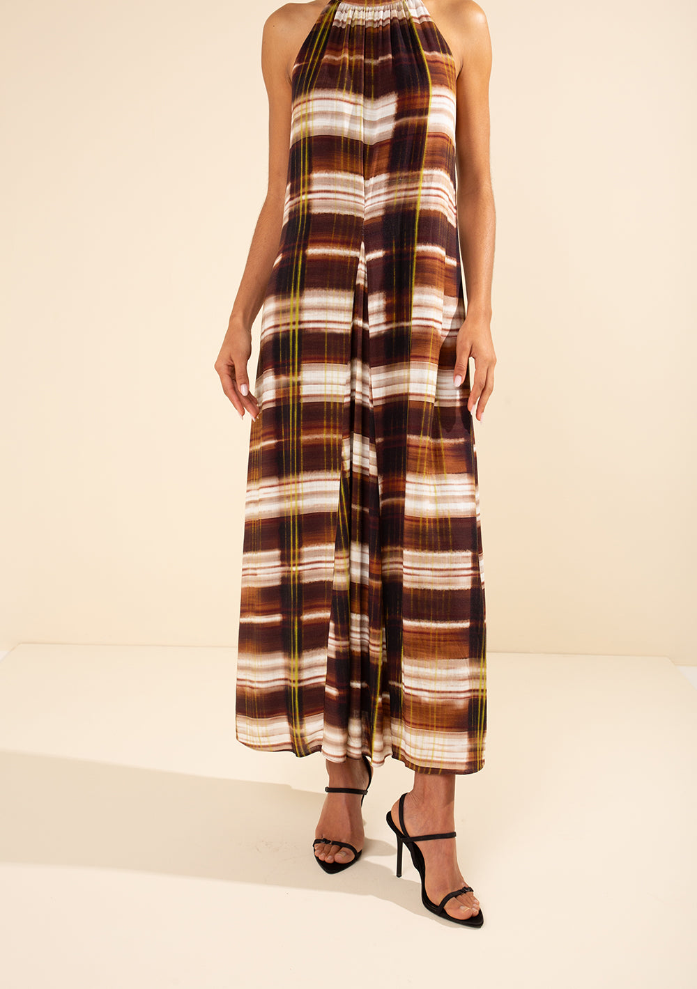 Vestido Midi Suelto Cuello Francés Sin Mangas