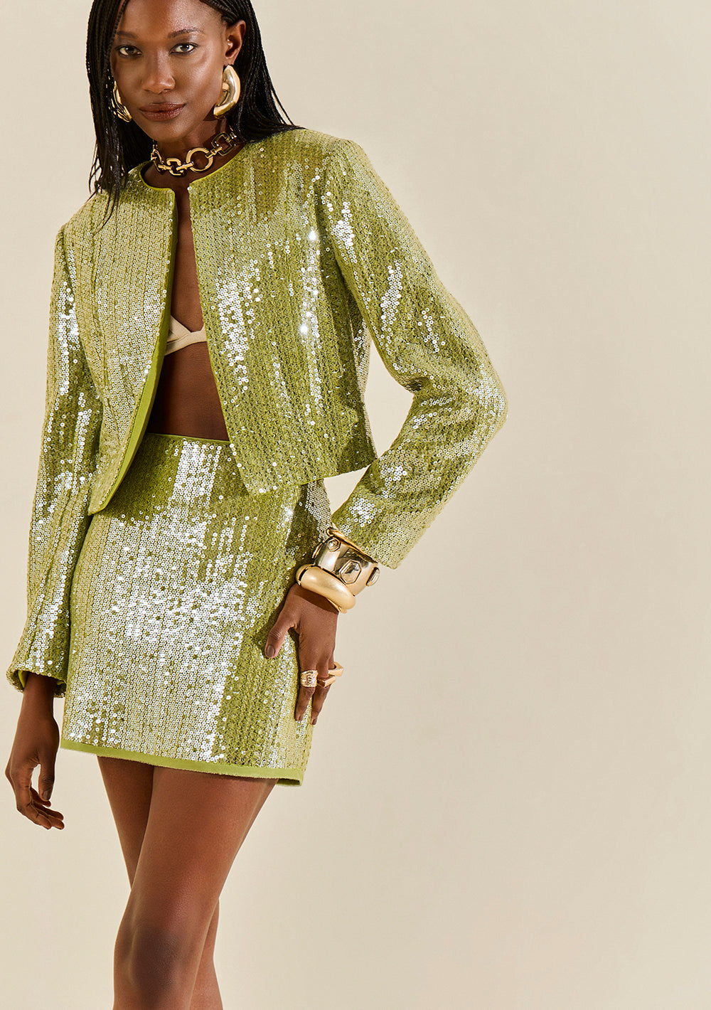Blazer Cropped Suelto Mangas Largas
