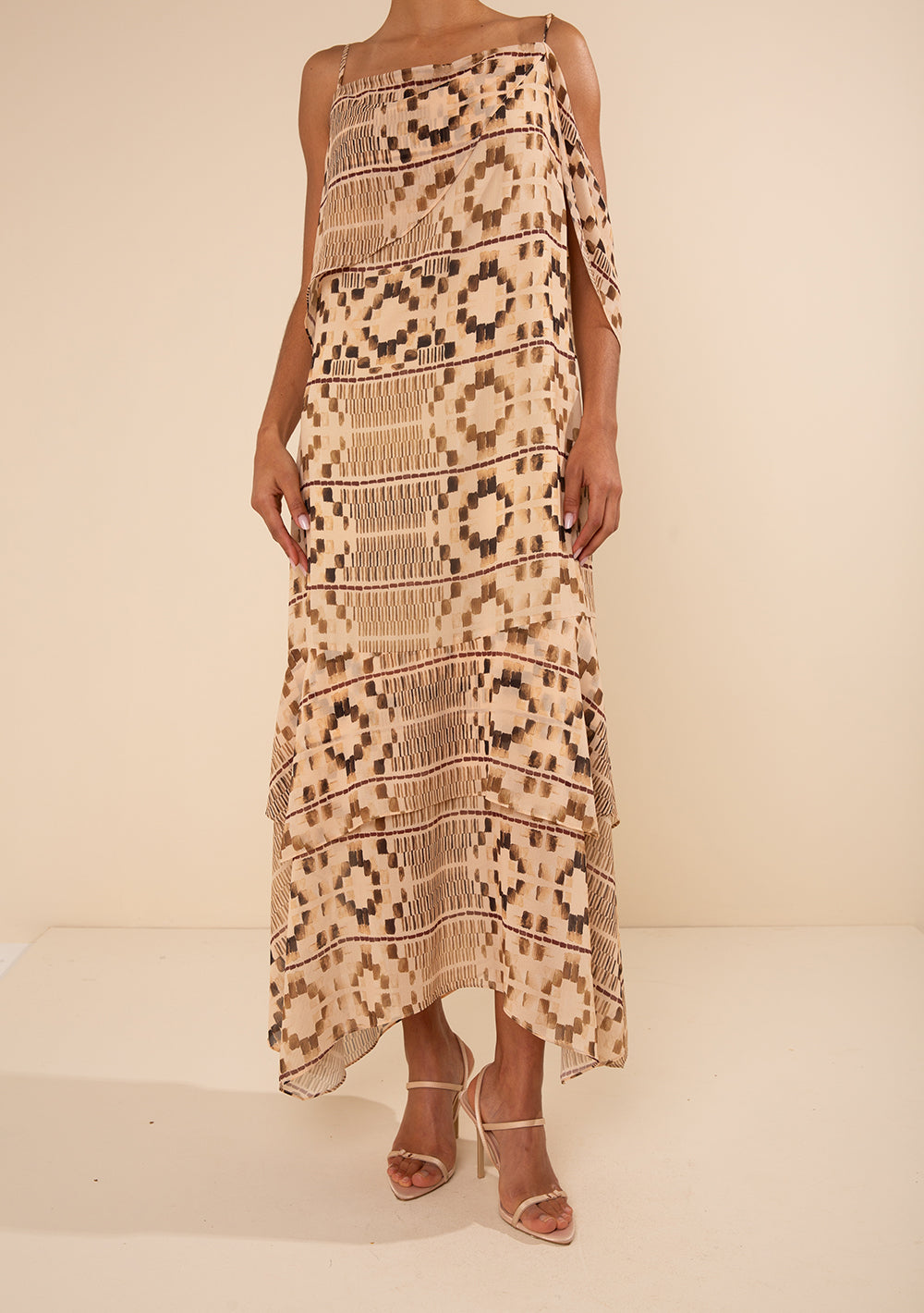 Vestido Midi Suelto Escote Recto Con Tirantes