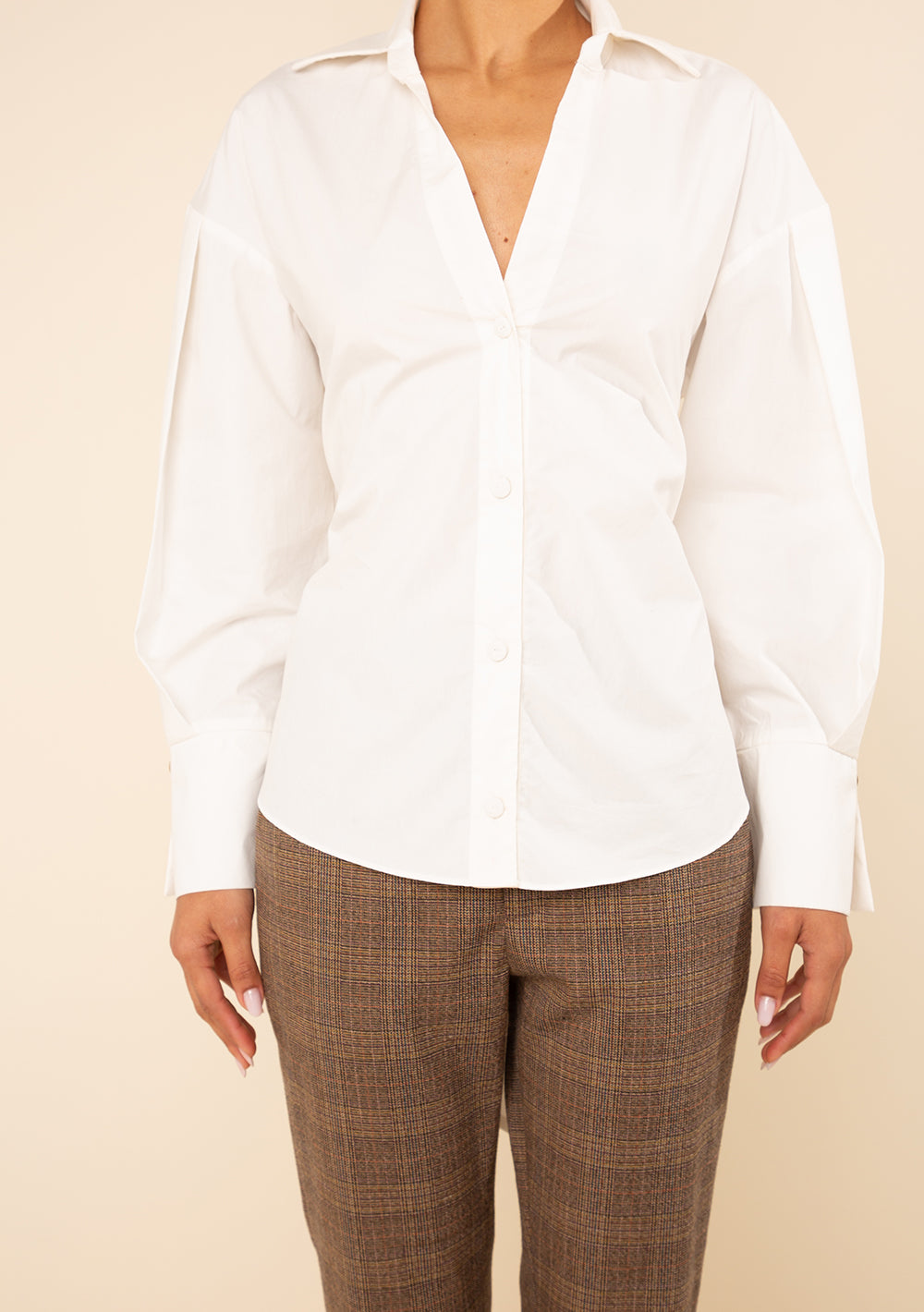 Camisa Ajustada Cuello Clásico Mangas Largas