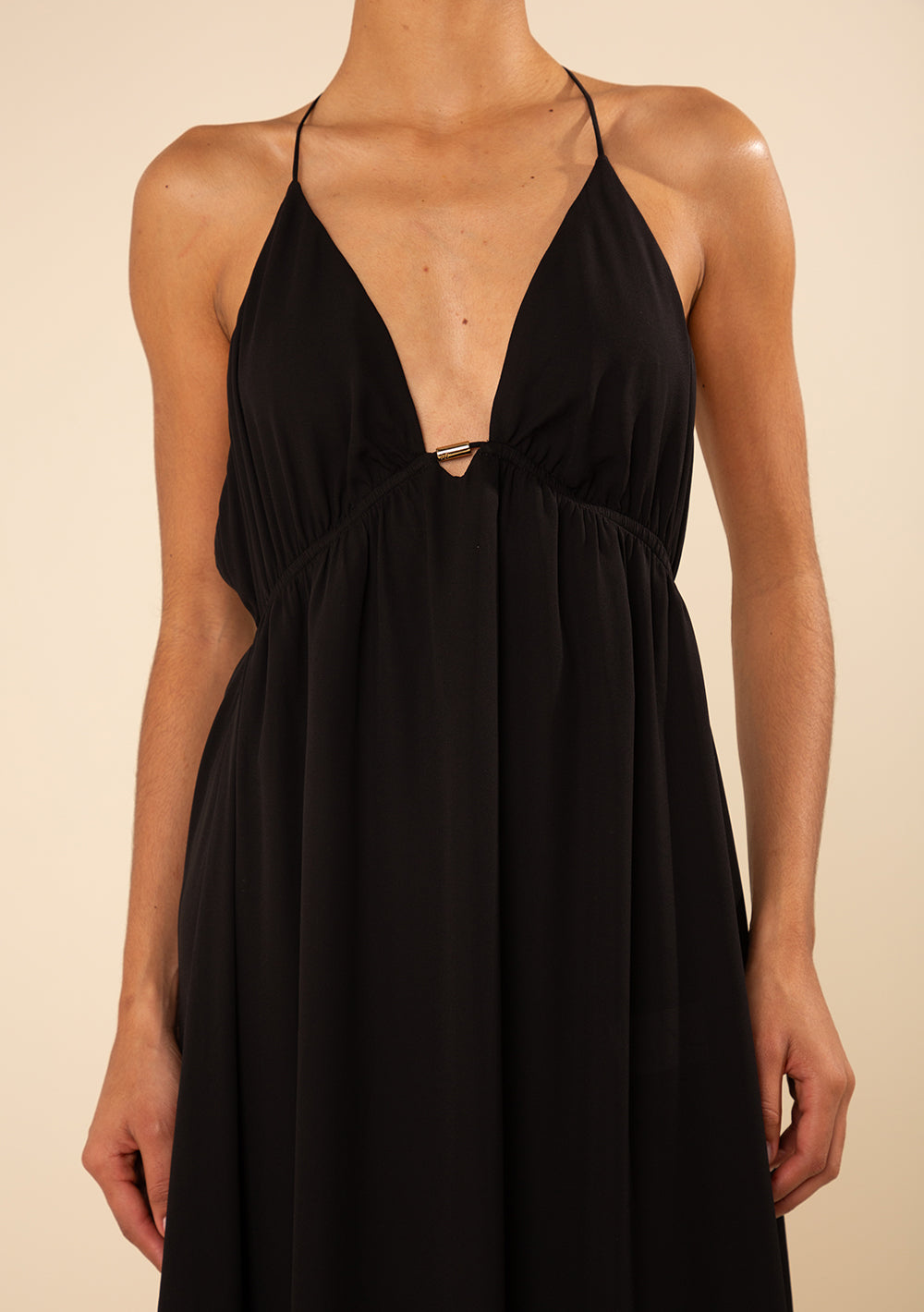 Vestido Midi Suelto Escote En V Con Tirantes