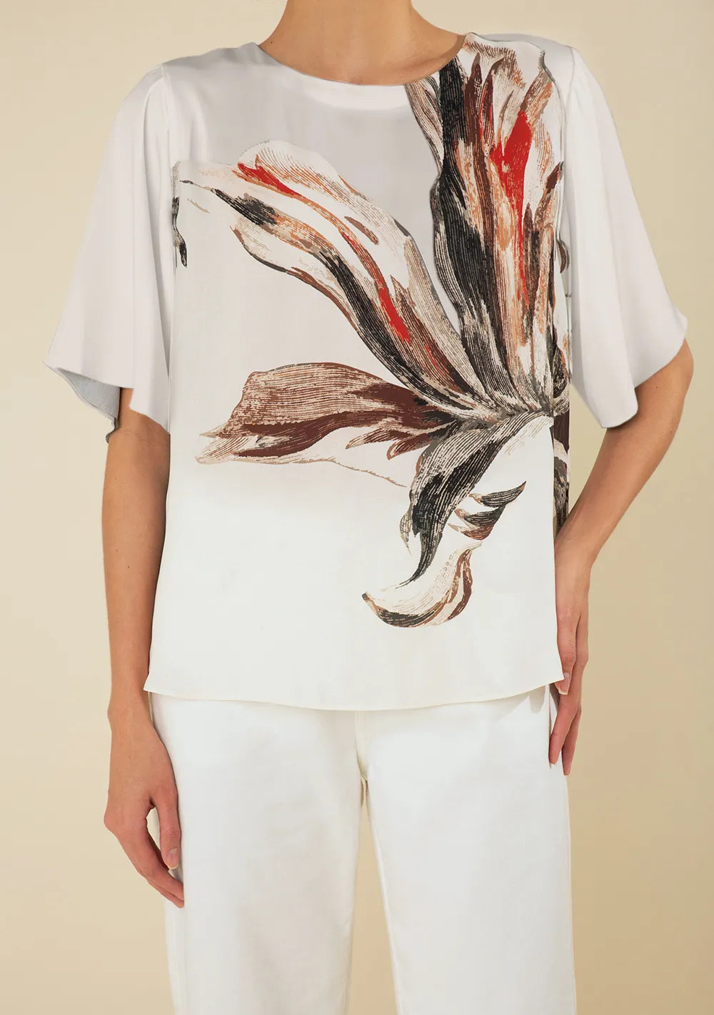 Blusa Suelta Escote Redondo Mangas Cortas