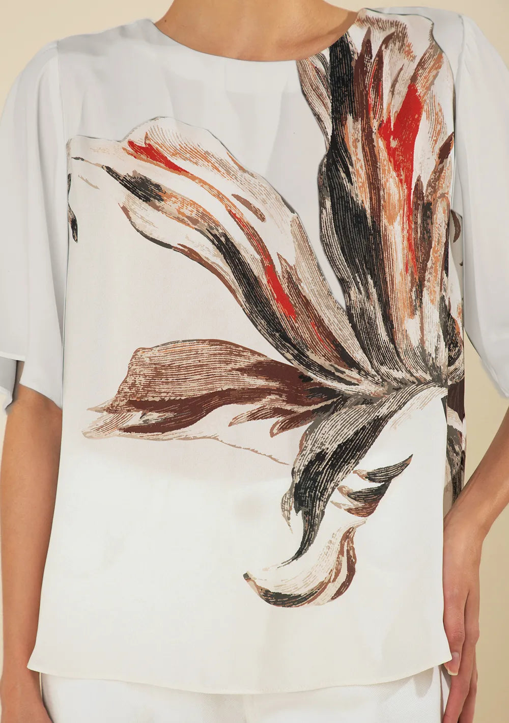 Blusa Suelta Escote Redondo Mangas Cortas
