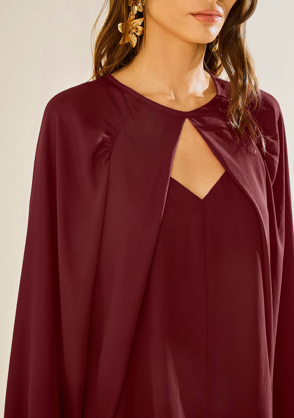 Blusa Suelta Cuello Redondo Mangas Largas