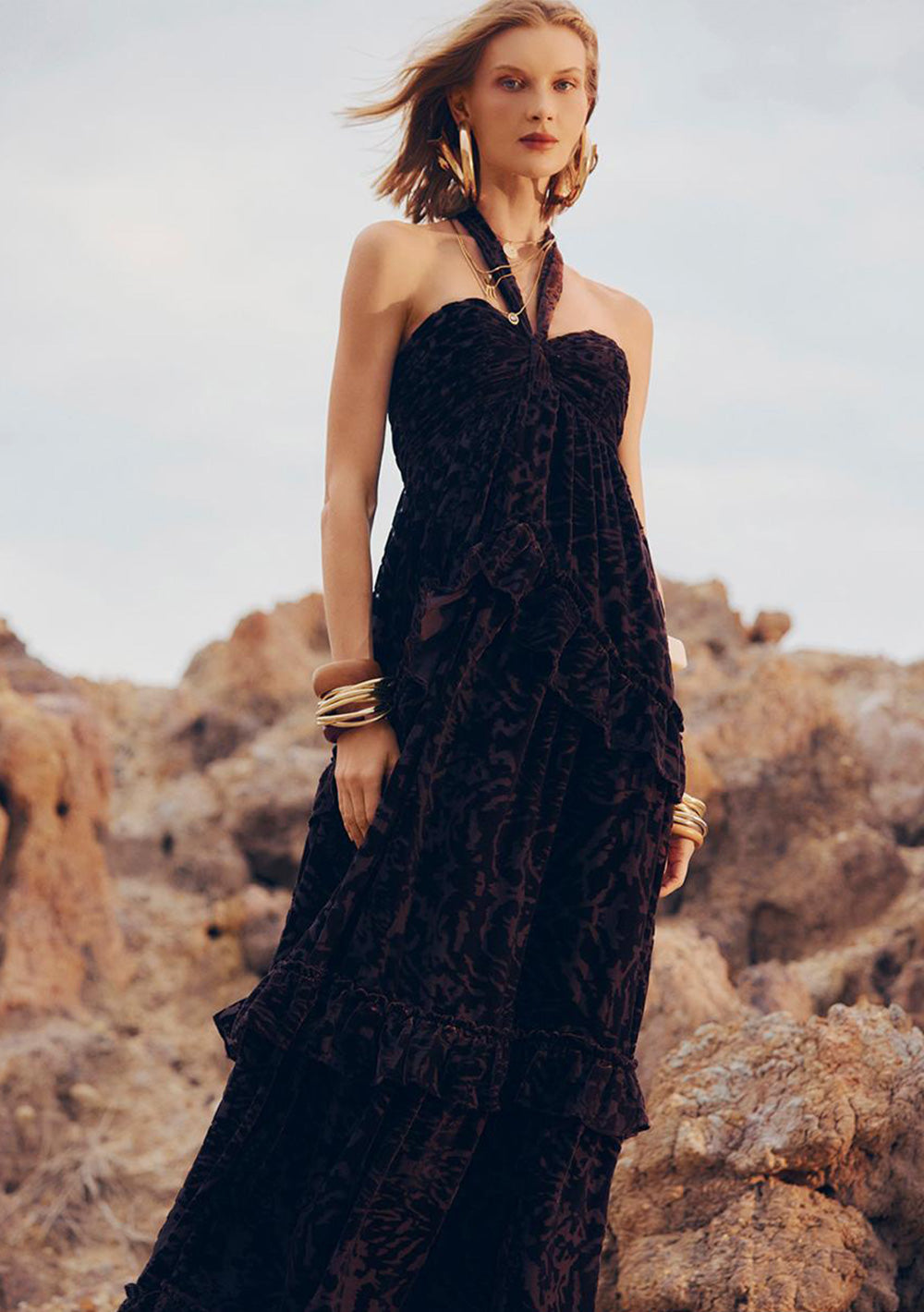 Vestido Largo Suelto Escote En La Espalda Sin Mangas