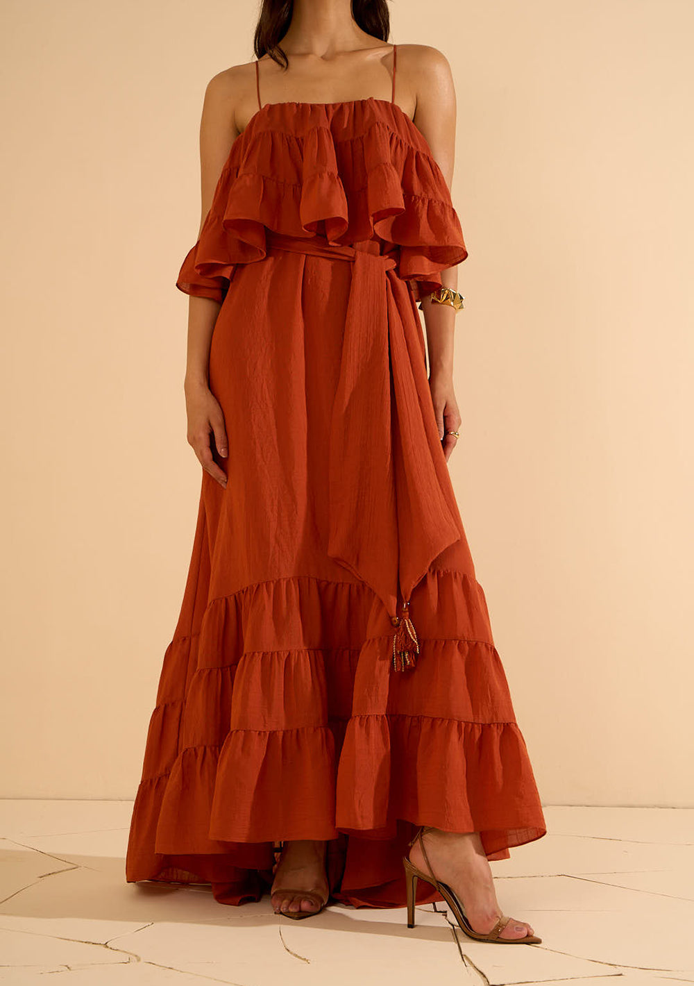 Vestido Largo Suelto Escote Recto Sin Mangas