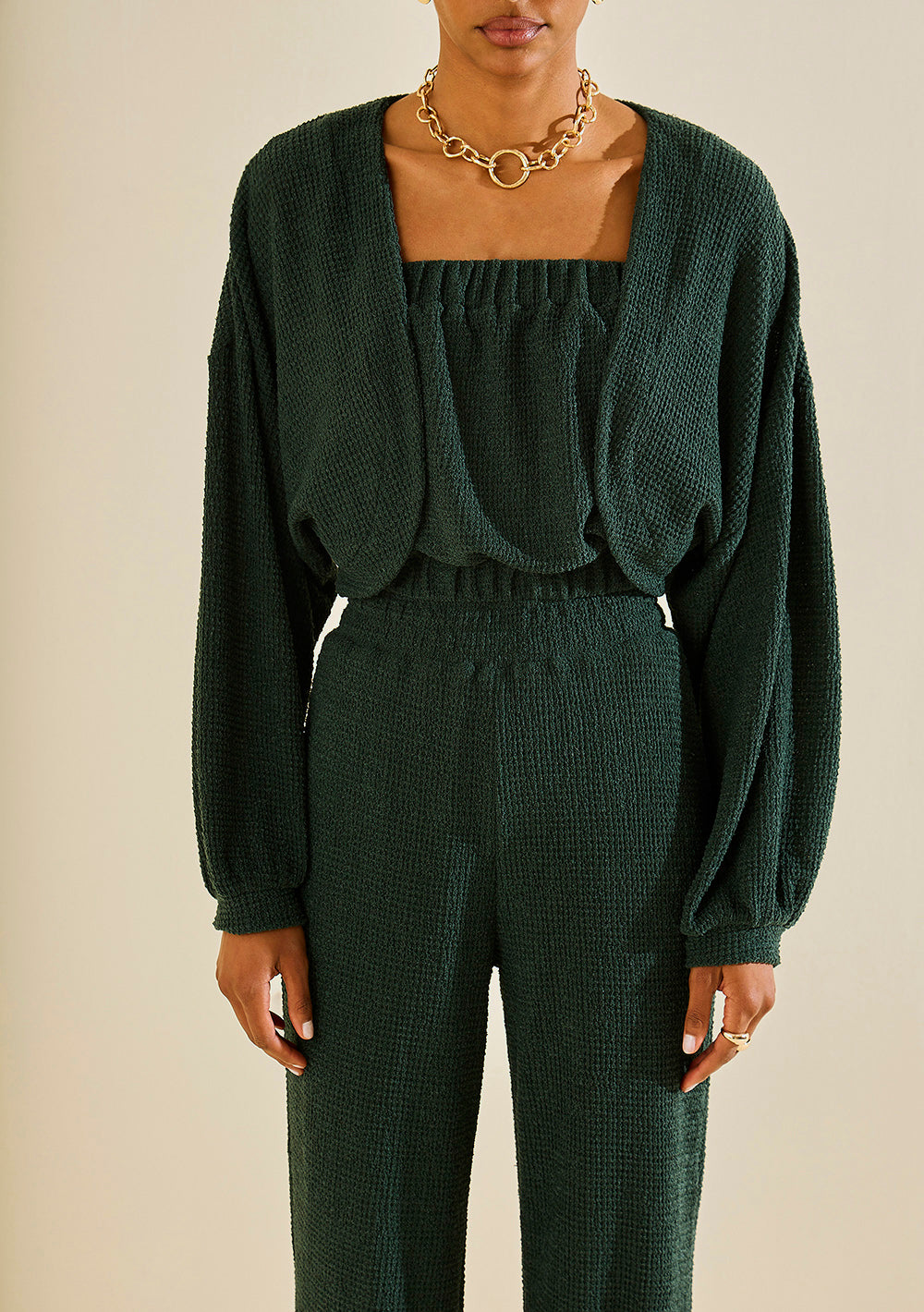 Chaqueta Cropped Suelta Mangas Largas