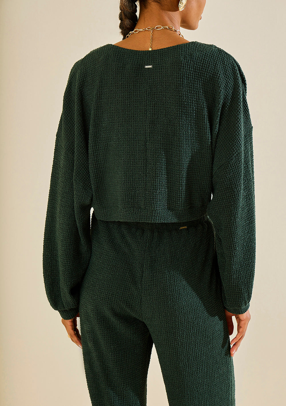 Chaqueta Cropped Suelta Mangas Largas