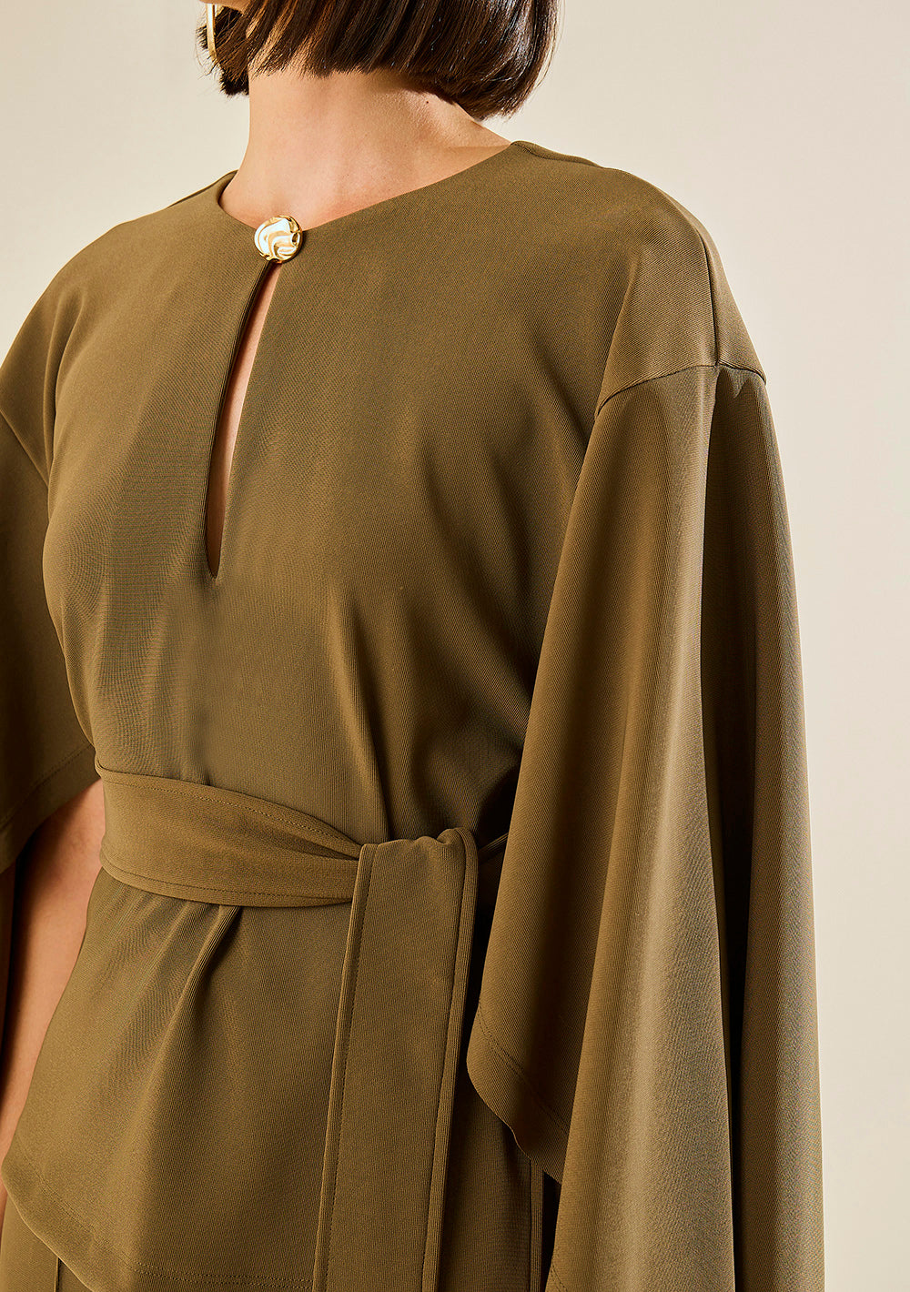 Blusa Suelta Cuello Redondo Mangas Largas