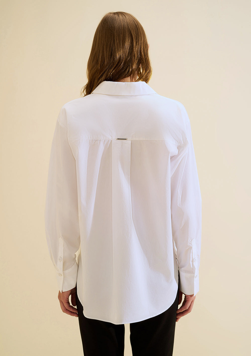Camisa Suelta Cuello Clásico Mangas Largas