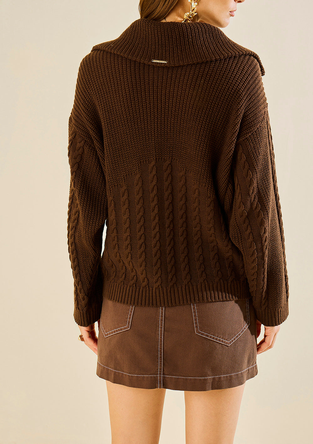 Blusa Suelta Cuello Clásico Mangas Largas