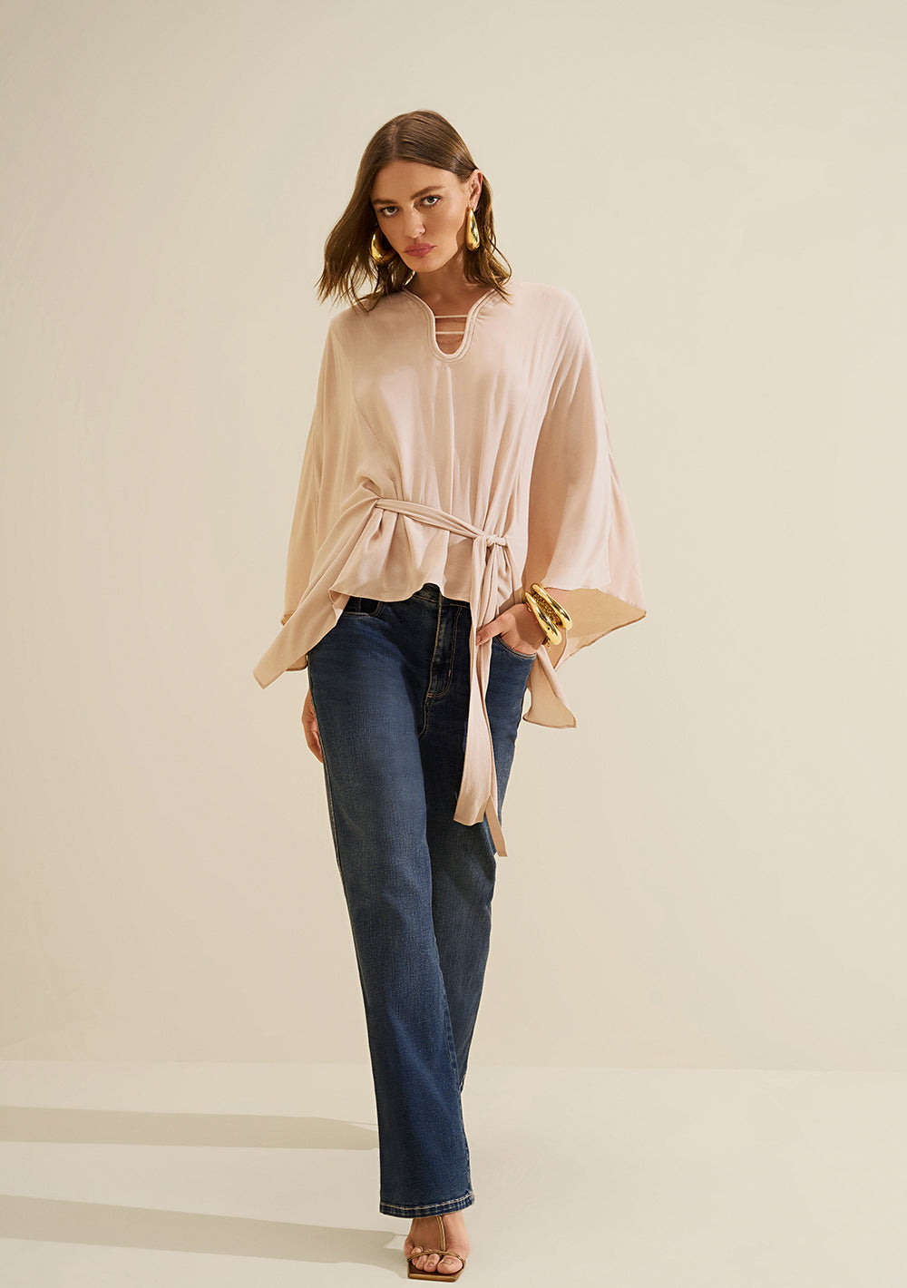 Blusa Suelta Escote Barco Mangas Cortas