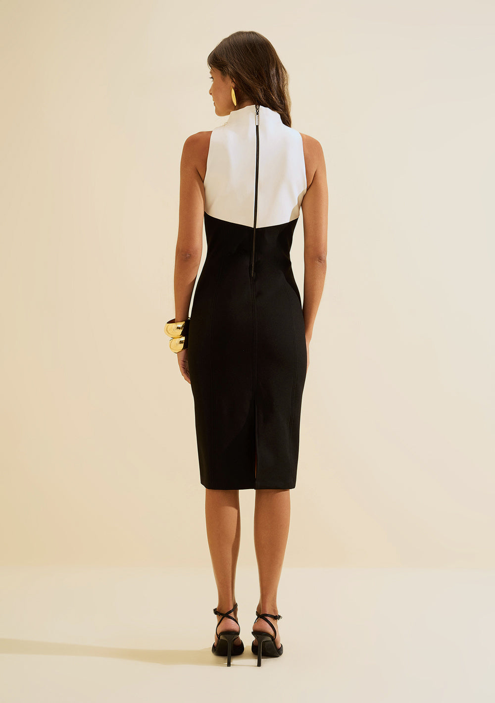 Vestido Midi Ajustado Sisa Francesa Sin Mangas
