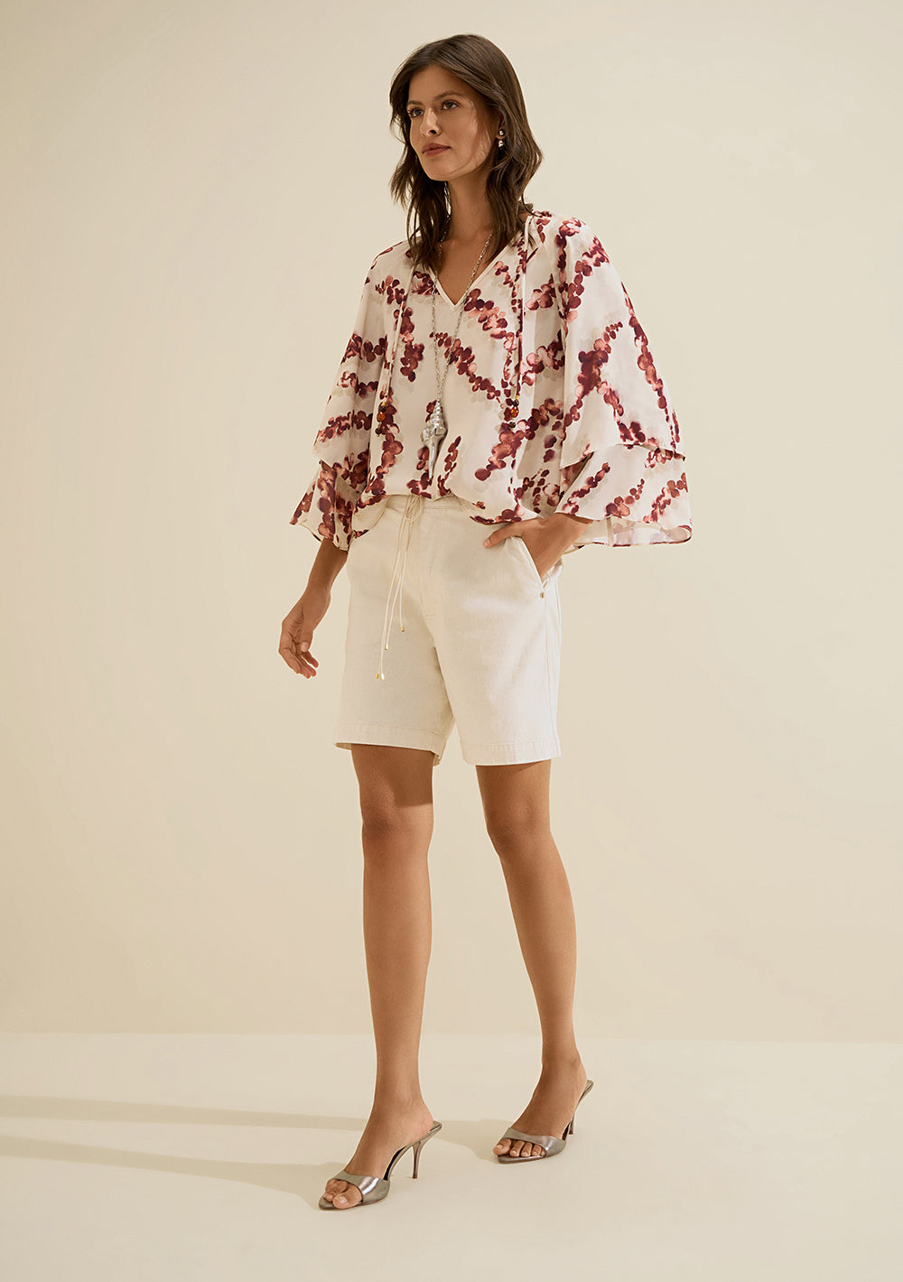 Blusa Suelta Escote en V Mangas 7/8