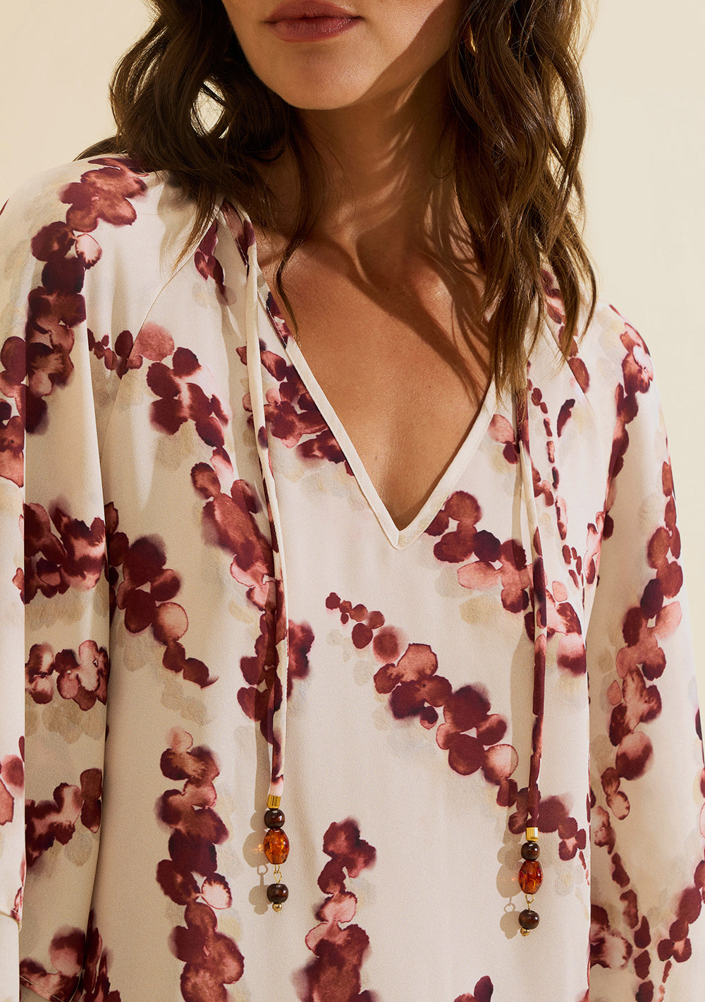 Blusa Suelta Escote en V Mangas 7/8