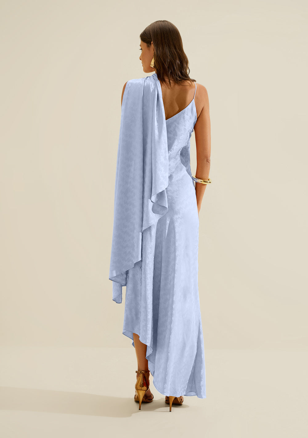 Vestido Midi Ajustado Un Hombro Sin Mangas