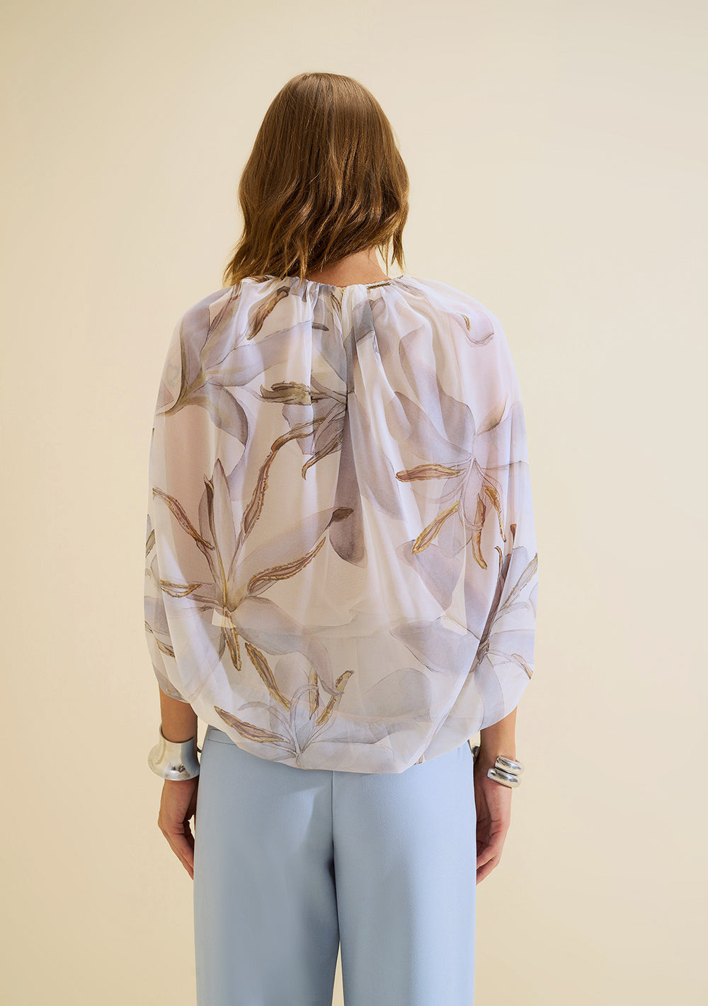 Blusa Suelta Escote en V Mangas Largas
