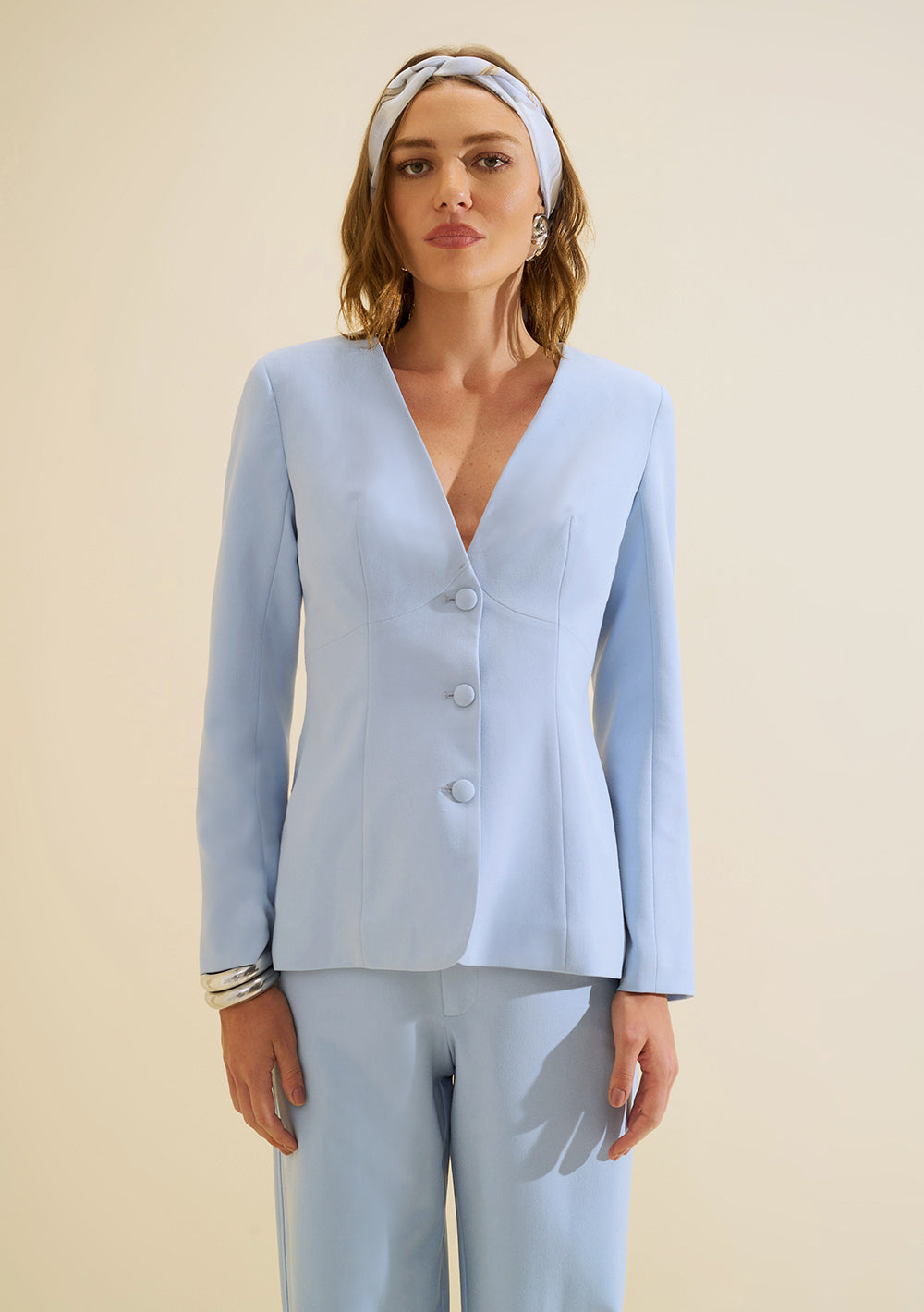Blazer Ajustado Mangas Largas