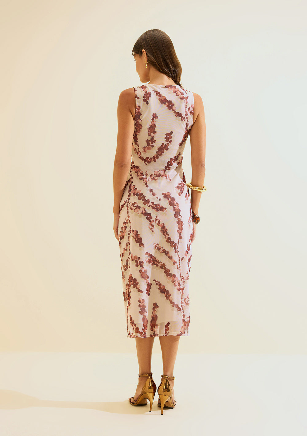 Vestido Midi Ajustado Escote Barco Sin Mangas