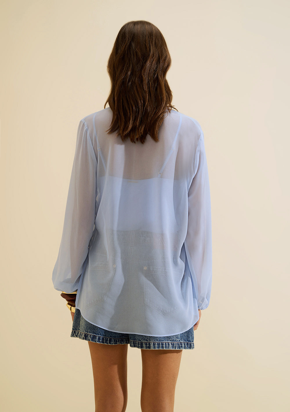 Blusa Suelta Escote en V Mangas Largas