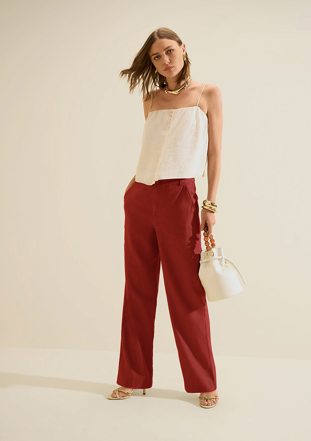 Blusa Suelta Escote Recto Sin Mangas