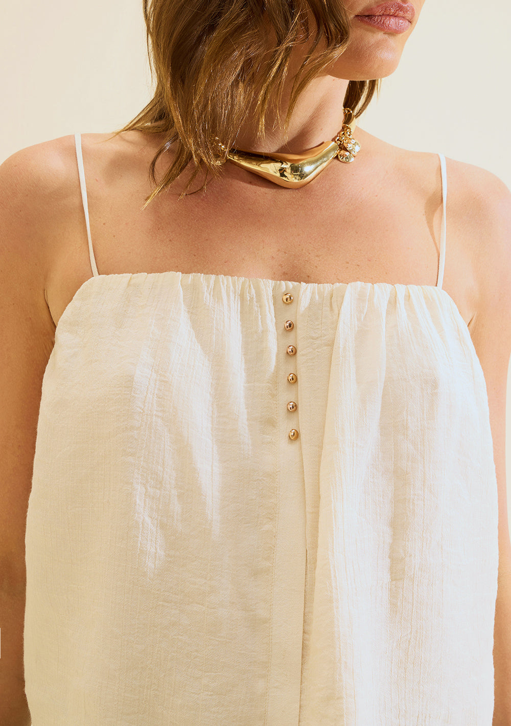 Blusa Suelta Escote Recto Sin Mangas