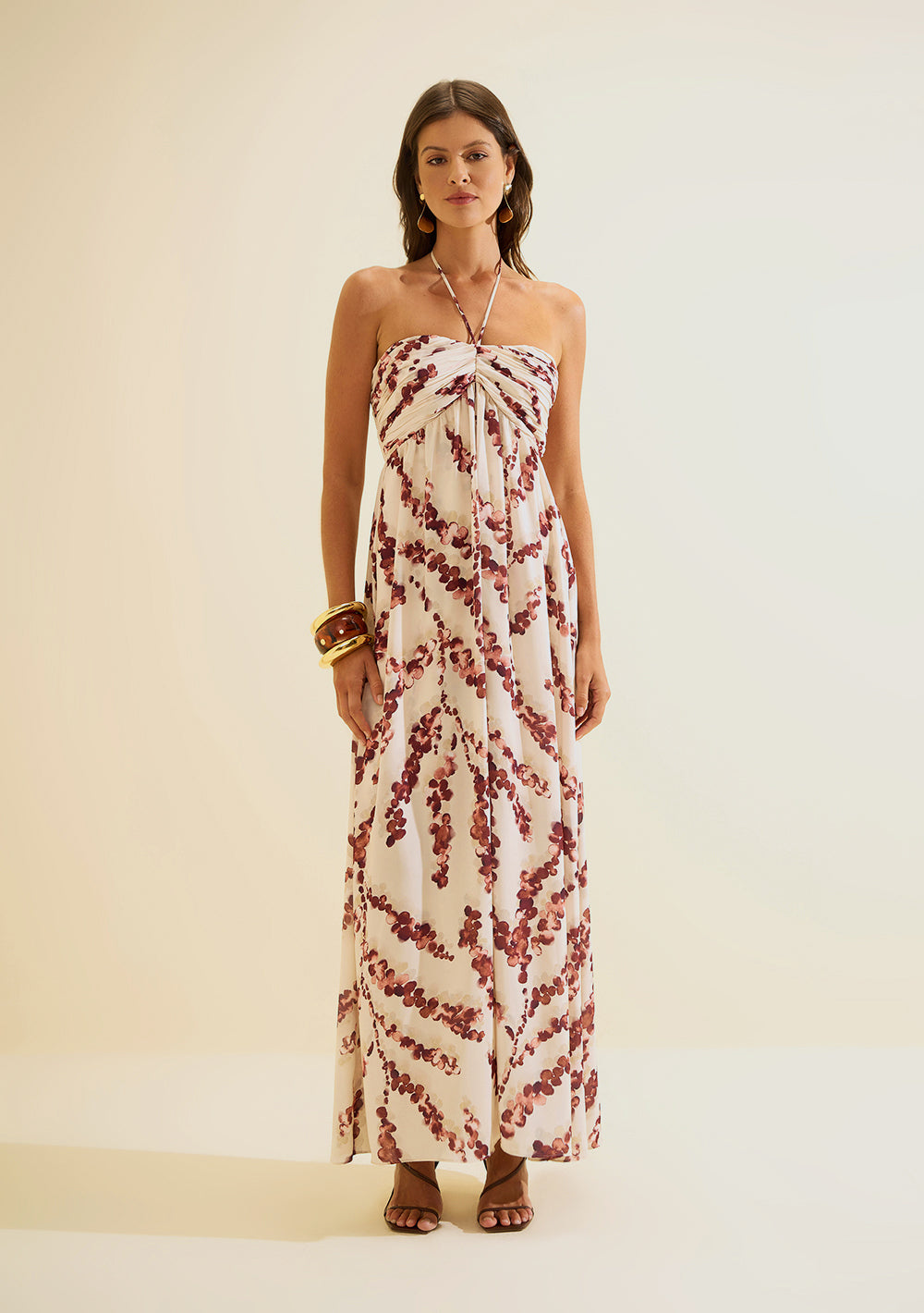 Vestido Largo Ajustado Escote Recto Con Tirantes