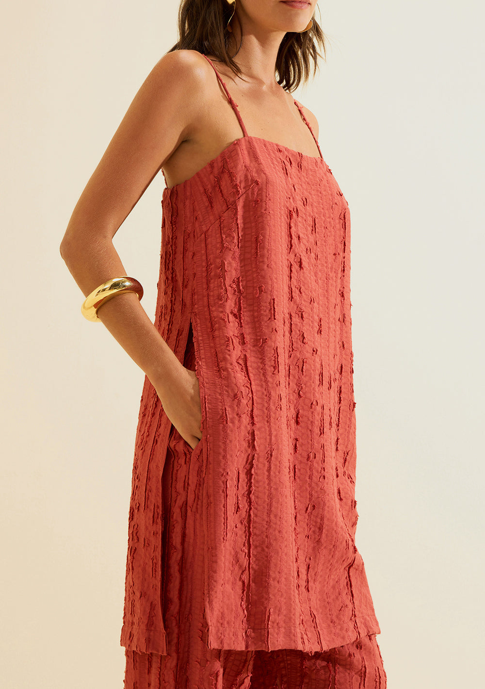 Blusa Suelta Escote Recto Sin Mangas