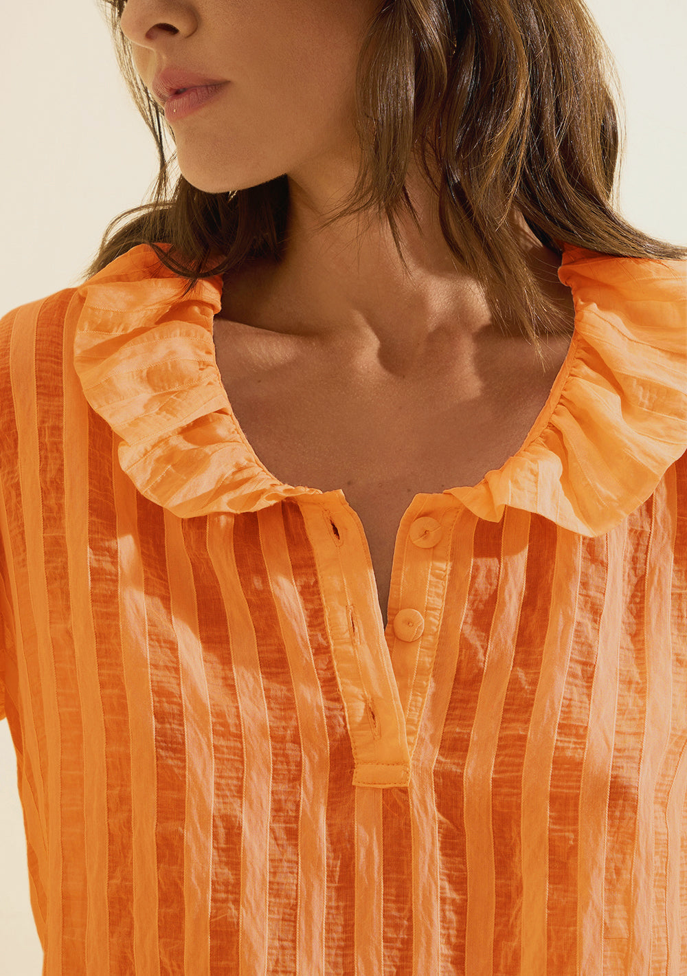 Blusa Suelta Escote en V Mangas Largas