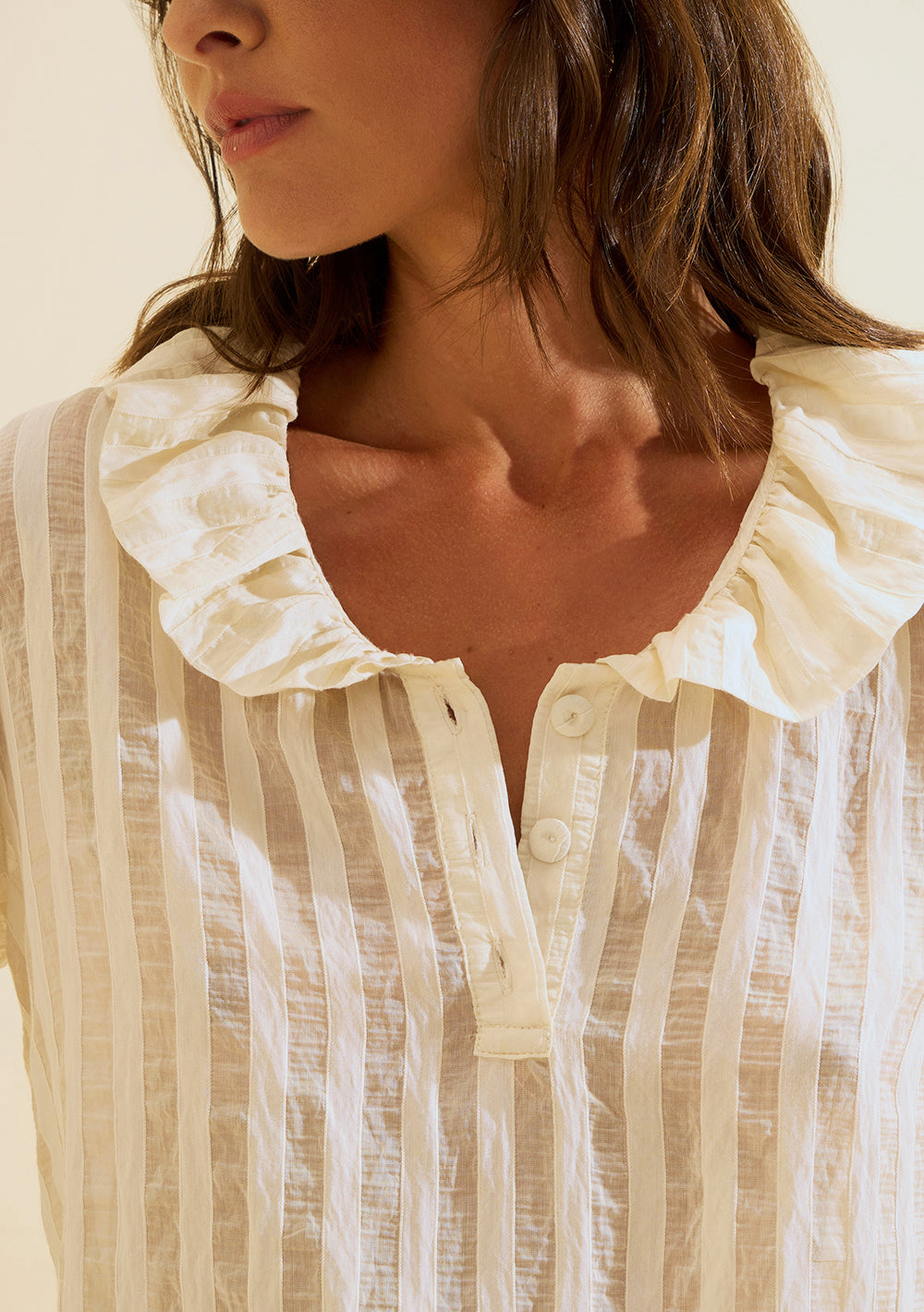 Blusa Suelta Escote en V Mangas Largas