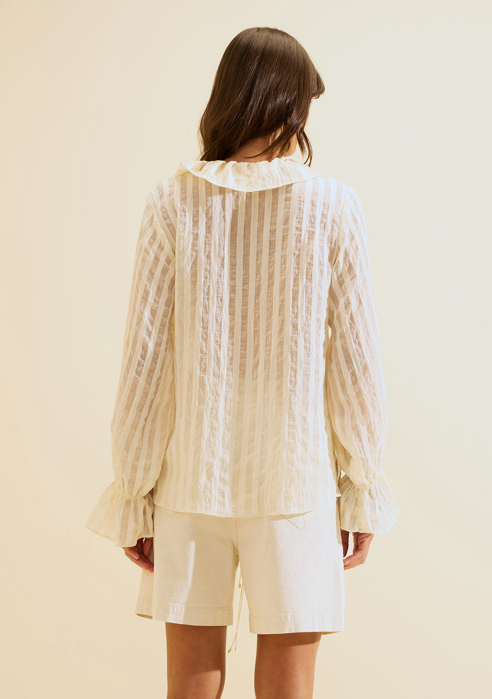 Blusa Suelta Escote en V Mangas Largas