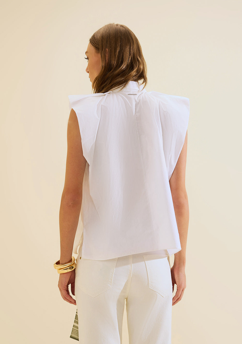 Camisa Suelta Cuello Clásico Mangas Cortas