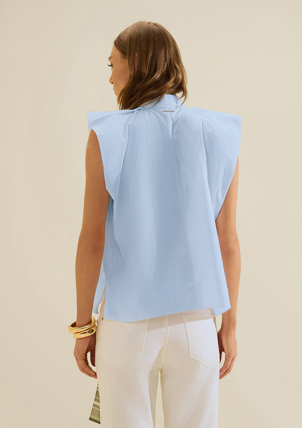Camisa Suelta Cuello Clásico Mangas Cortas