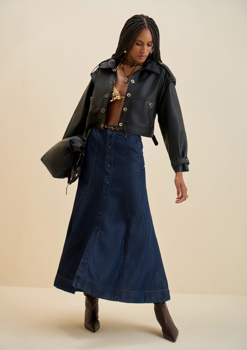 Pollera Evasé Tiro Alto Midi