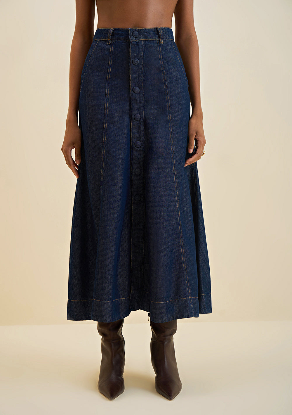 Pollera Evasé Tiro Alto Midi