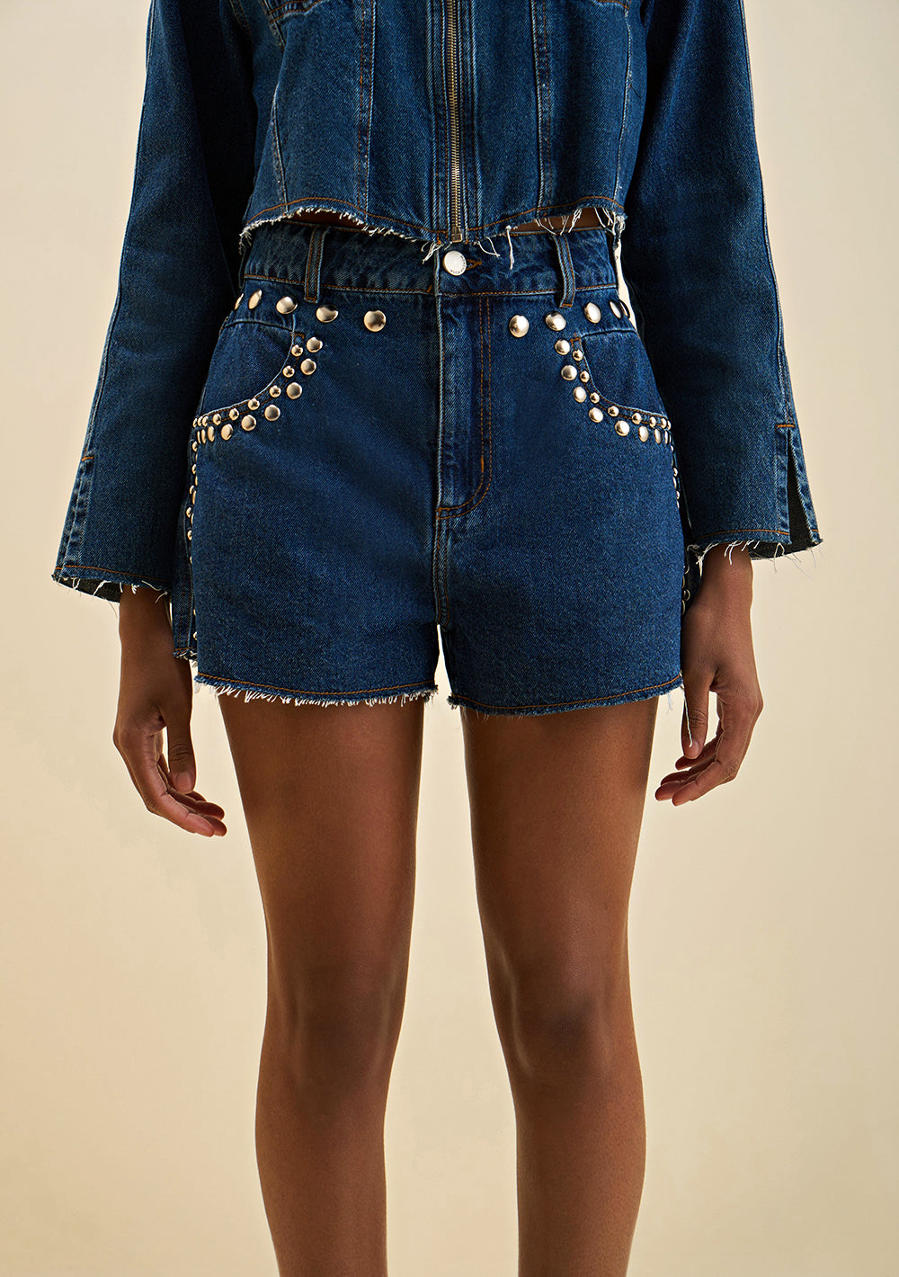 Shorts Jeans Rectos Tiro Medio