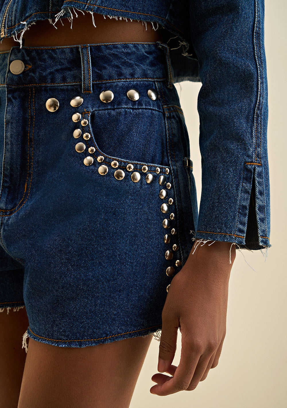 Shorts Jeans Rectos Tiro Medio