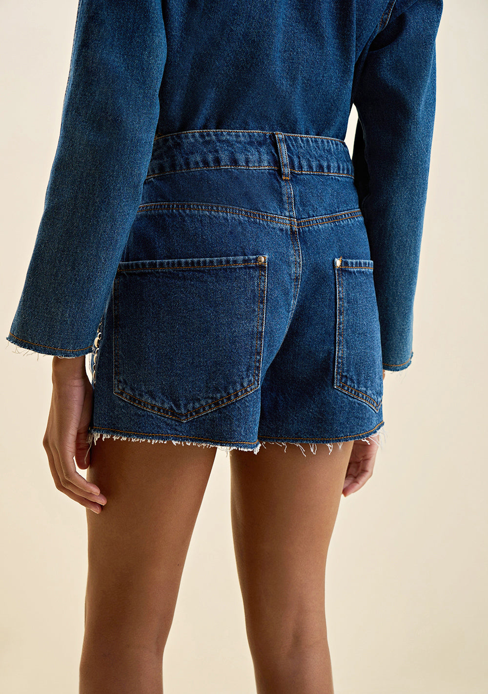 Shorts Jeans Rectos Tiro Medio