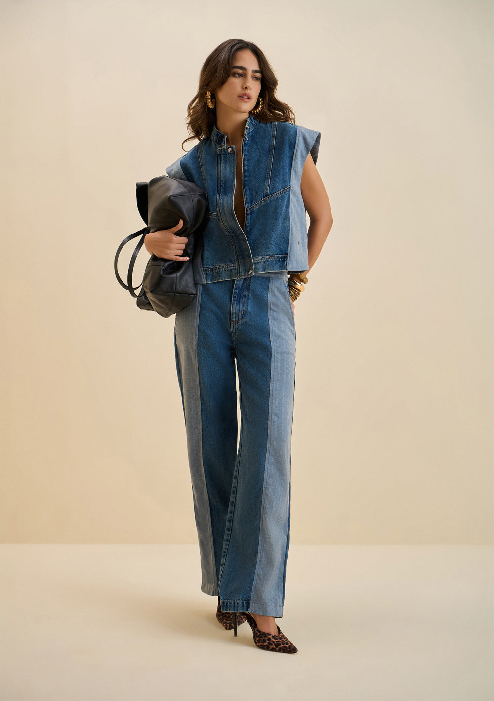 Jeans Wide Tiro Alto