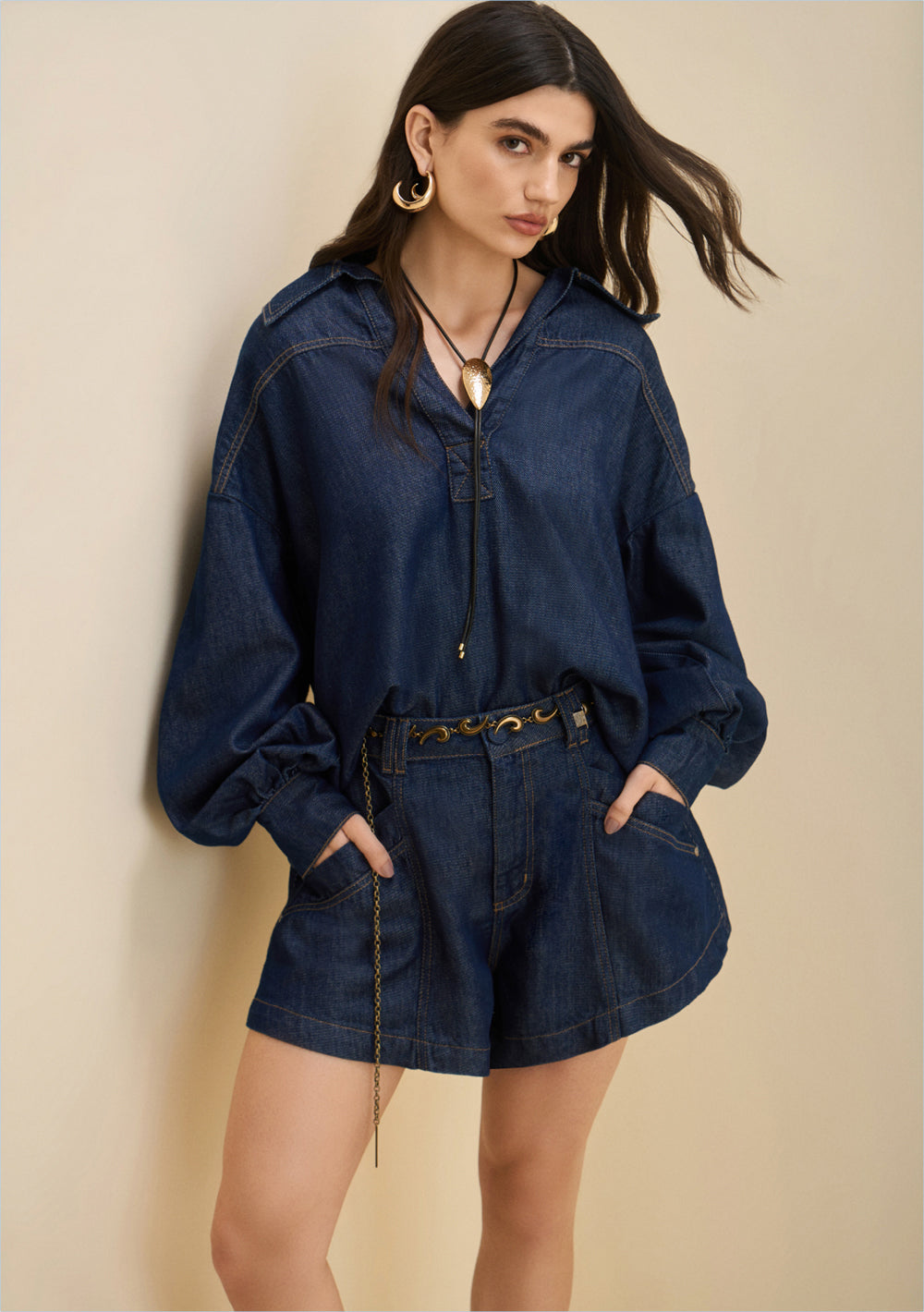 Shorts Jeans Amplio Tiro Alto