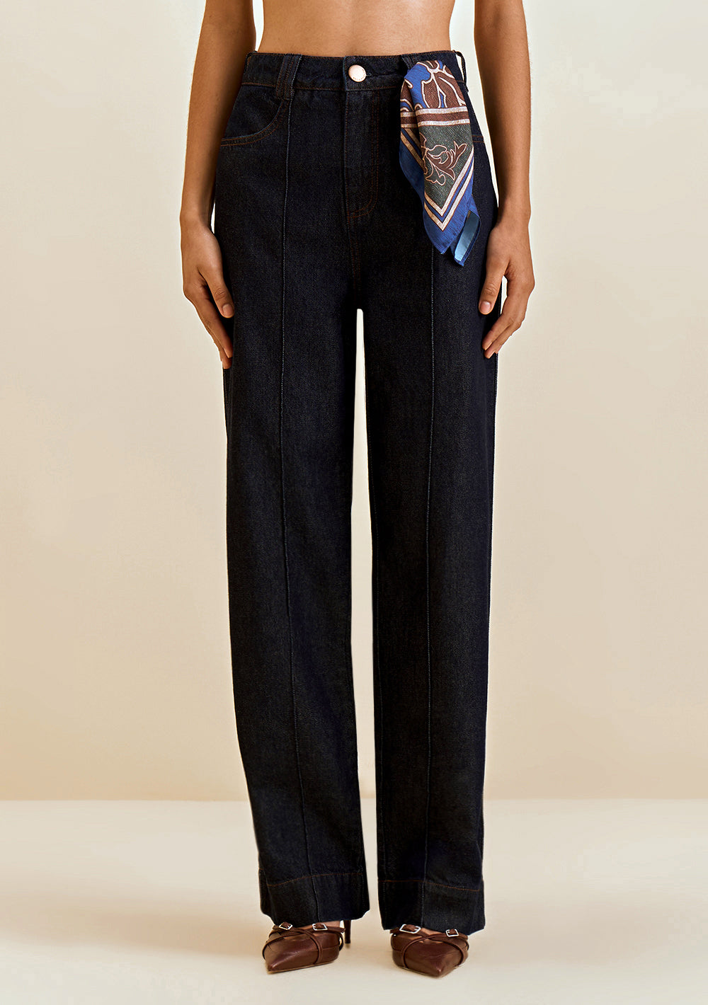 Jeans Wide Tiro Alto