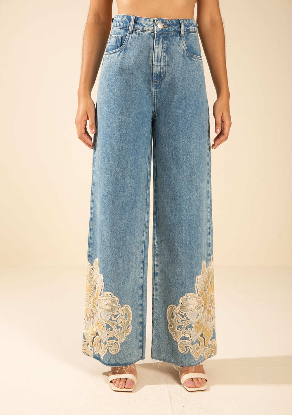 Jeans Wide Tiro Alto