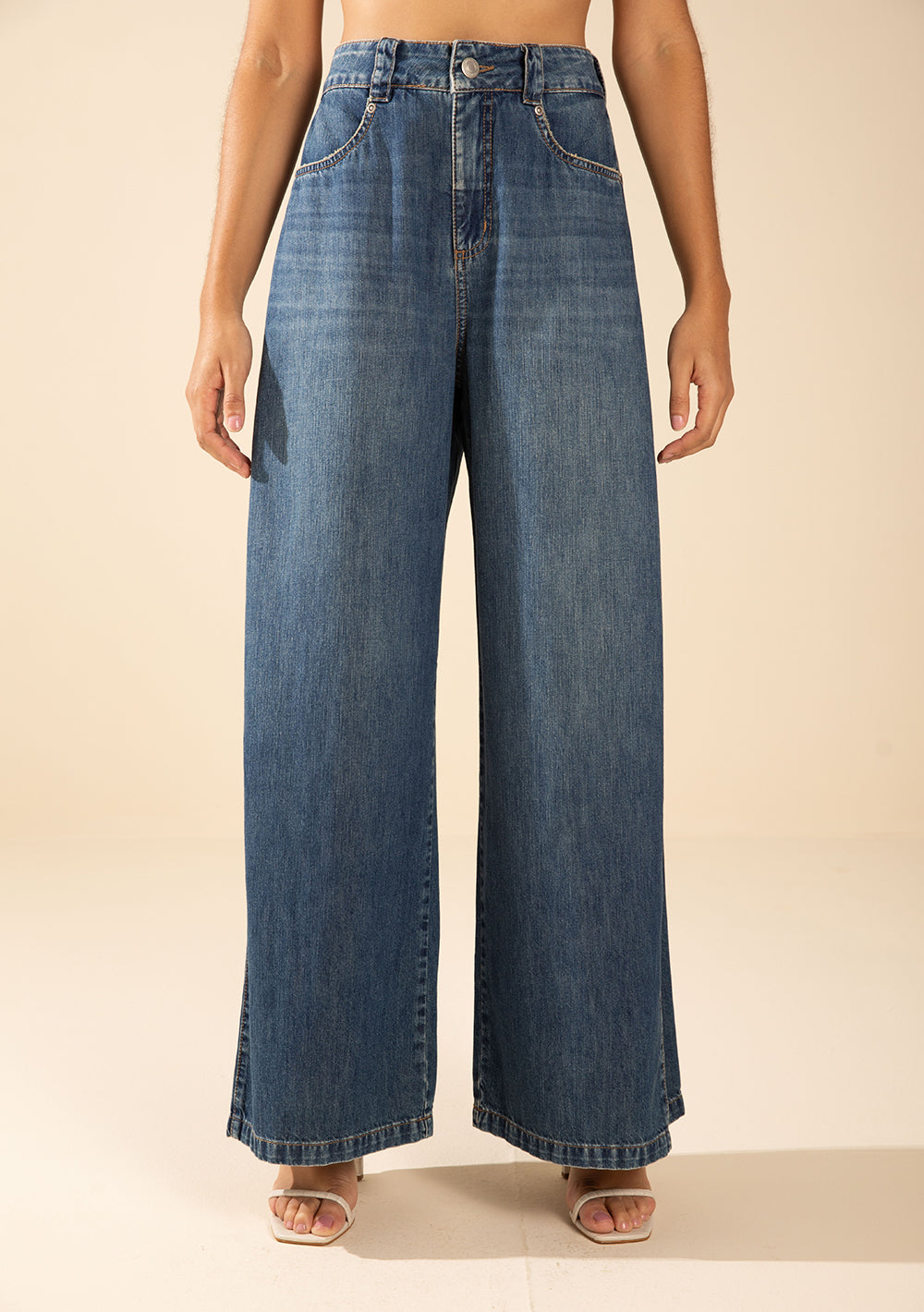 Jeans Pantalona Tiro Alto