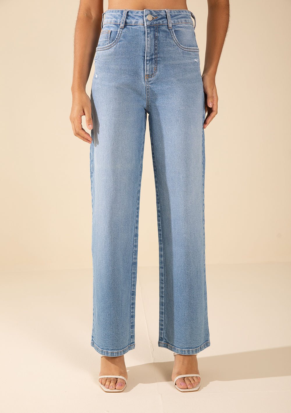 Jeans Wide Tiro Alto